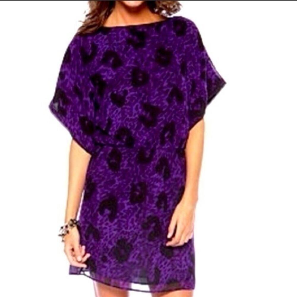 UEC JESSICA SIMPSON BRIGHT PURPLE BLACK CLASSY DRESS SZ XS PERFECT CONDITION
